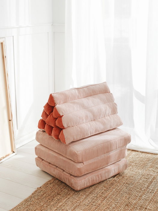 Atelier Del Sofa Keyf Katlanan - Cojín de Terciopelo Rosa, Lujo y Comodidad para tu Hogar, 55x60x55 cm